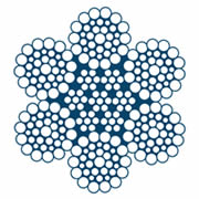 The cross section of stainless steel wire rope SSWR-636 IWRC