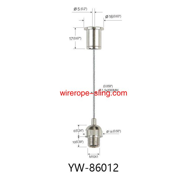 النحاس سقف الملحقات M6 الخيوط أسلاك الفولاذ تعليق النظام مع مخرش yw86009