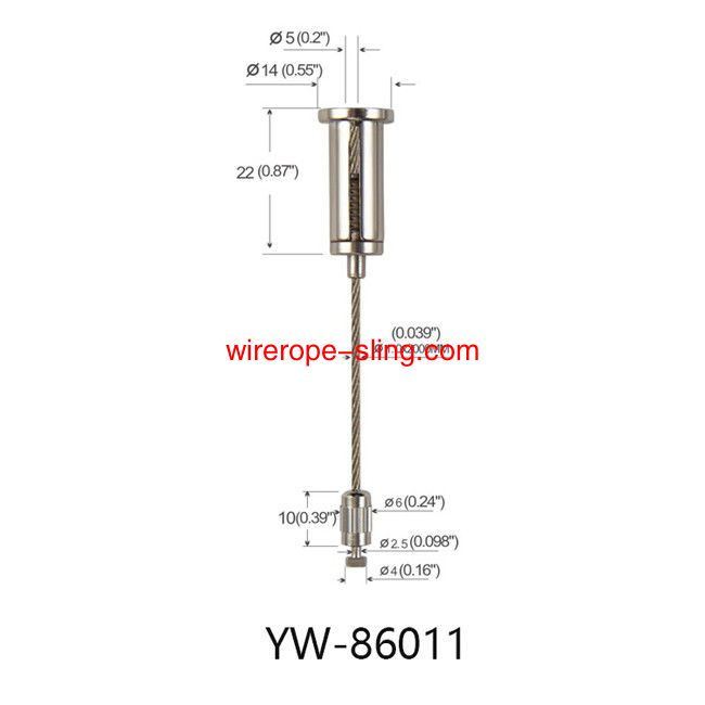 النحاس سقف الملحقات M6 الخيوط أسلاك الفولاذ تعليق النظام مع مخرش yw86009
