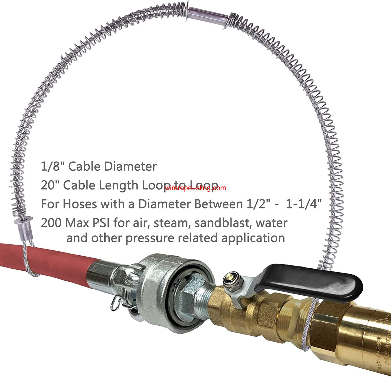 200 PSI 1 / 8 بوصة × 20-1 / 4 بوصة خرطوم القيد ، سلامة سوط فحص الكابل ، القيد ، والتجهيزات ، والتحقق ، هيدروليكي ( 10 قطعة )